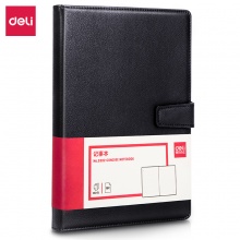 得力（deli）3302-16K120张商务磁扣皮面本办公用品新年礼物 工作记事本日记本会议记录本笔记本子文具 黑色