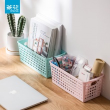 茶花（CHAHUA）收纳筐塑料收纳篮杂物橱柜衣柜收纳篮圆点内衣收纳筐  【2897】收纳筐M